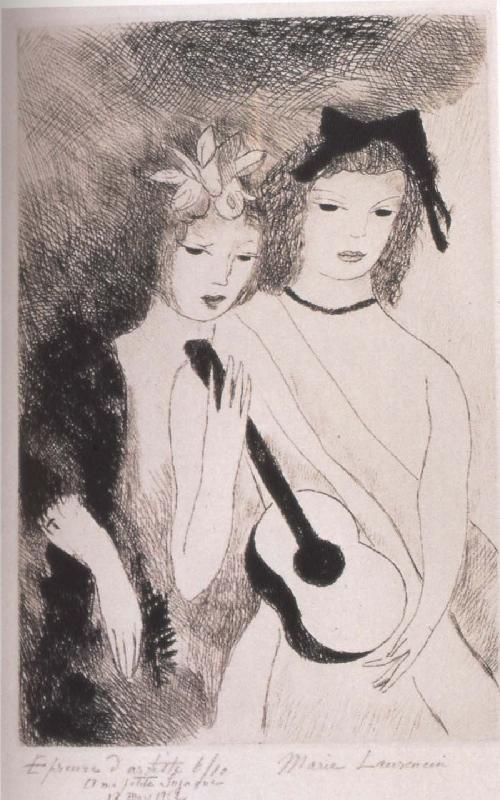 Marie Laurencin Woman Holding guitar oil painting image